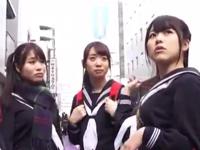 修学旅行で東京に来た女子校生→案内人に騙され集団中出しレイプ巨乳素人美少女3Pのエロ動画