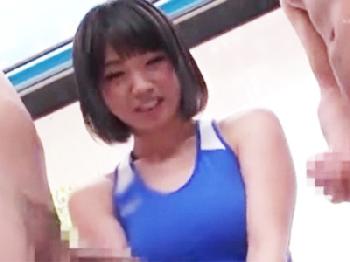 棒高跳び女子選手がマジックミラー号で3本のポールを見せられタジタジも性的興奮しちゃって‥素人美少女顔射のエロ動画