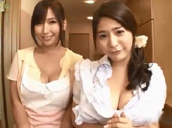 「今日も沢山してあげる」妻二人の協力パイズリ奉仕で精液駄々漏れ巨乳お姉さん人妻のエロ動画