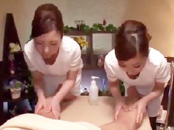 回春マッサージのきれいなお姉さんエステティシャンに精液を絞り出された客素人手コキのエロ動画
