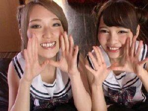 椎名そら＆跡美しゅりの魅惑的が誘う男の潮吹き！！痴女フェラギャル手コキ3Pの無料エロ動画