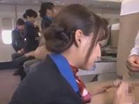 またがり女性器サービスがあるリピート率NO.1の航空会社巨乳お姉さんOL乱交のエロ動画