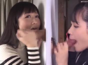 電話中もしゃぶりっぱなし！壁や机からチンポが生えてる世界でフェラチオ＆手コキ放題のエロ動画