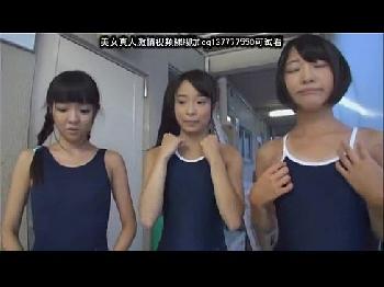 短小ペニスからのぶっかけられ待ちなスクール水着美形少女3人組…全員アウミニ系でした素人美少女ロリ痴女手コキ盗撮のエロ動画
