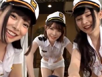 「いっぱい…気持ち良くなろうね♡」3人のド淫乱機長さんに乗られてハーレム中出し乱交巨乳痴女コスプレ深田えいみ跡美しゅりのエロ...