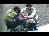 キャンプ場で女子校生制服コスして遊んでたら釣り人たちに強引に襲われ3Pファック始まっちゃうW美少女コスプレ顔射ぶっかけレイプ...