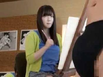 デッサン教室の男性モデルに発情した美人若奥様→ホテル直行で密通ファック巨乳人妻痴女顔射のエロ動画